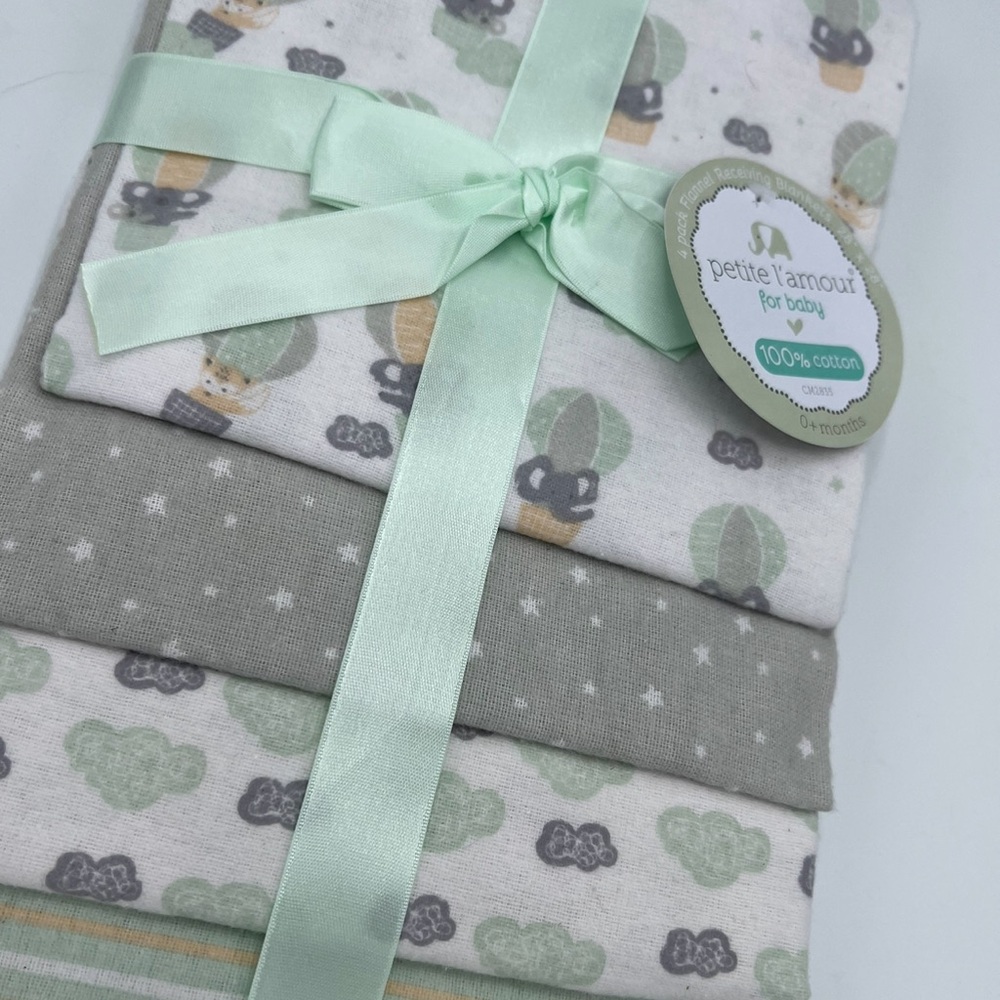 100% COTTON 4 PACK RECEIVING BLANKETS - Picture 4 of 9